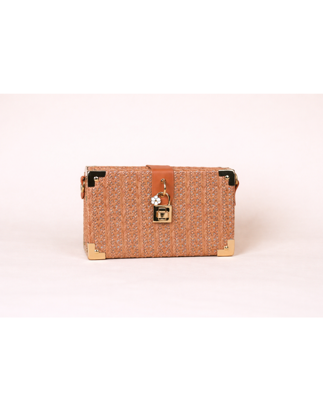 Aurelia Woven Trunk Bag – Blush Tan