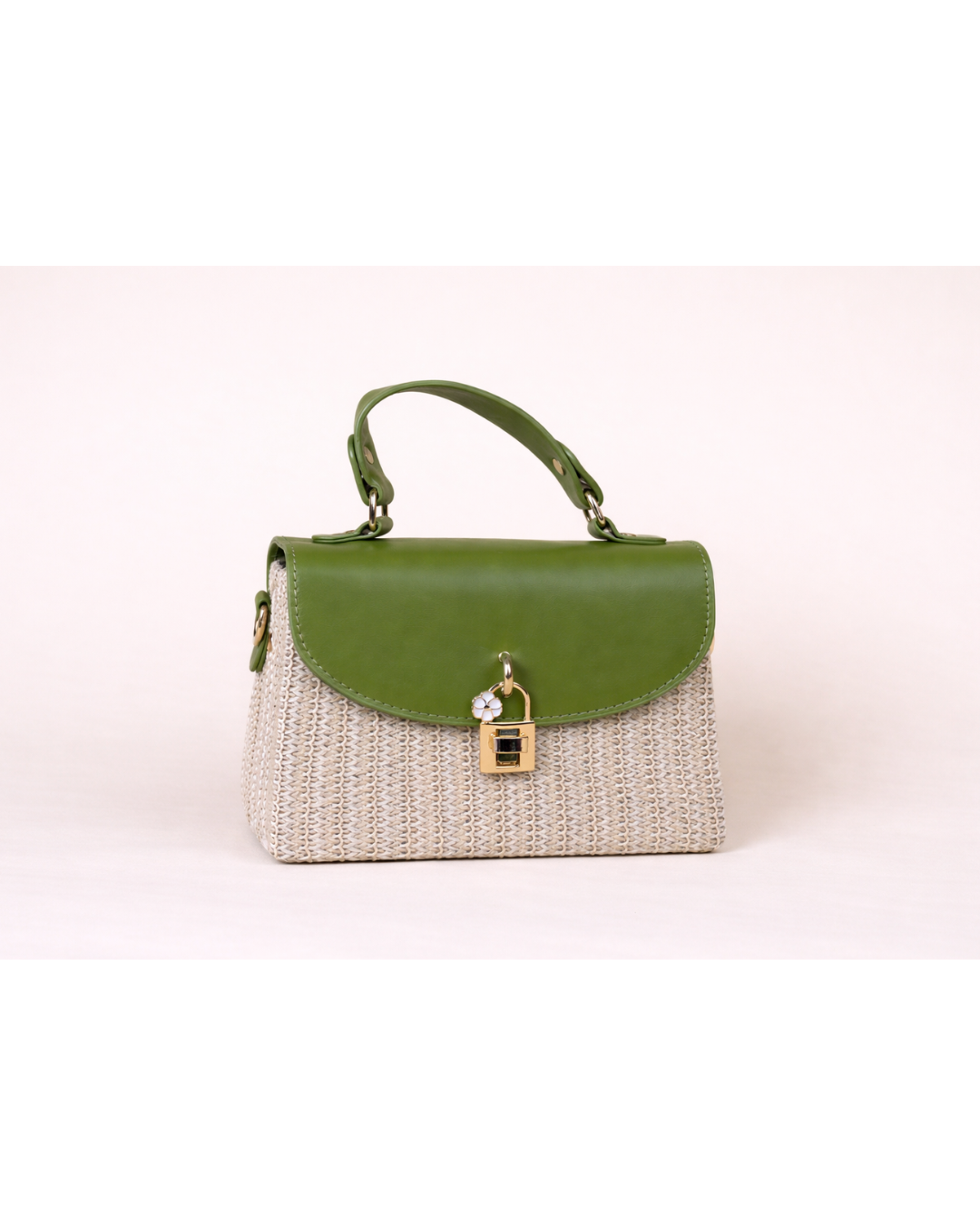 Verdelle Woven Top Handle Bag – Olive Green