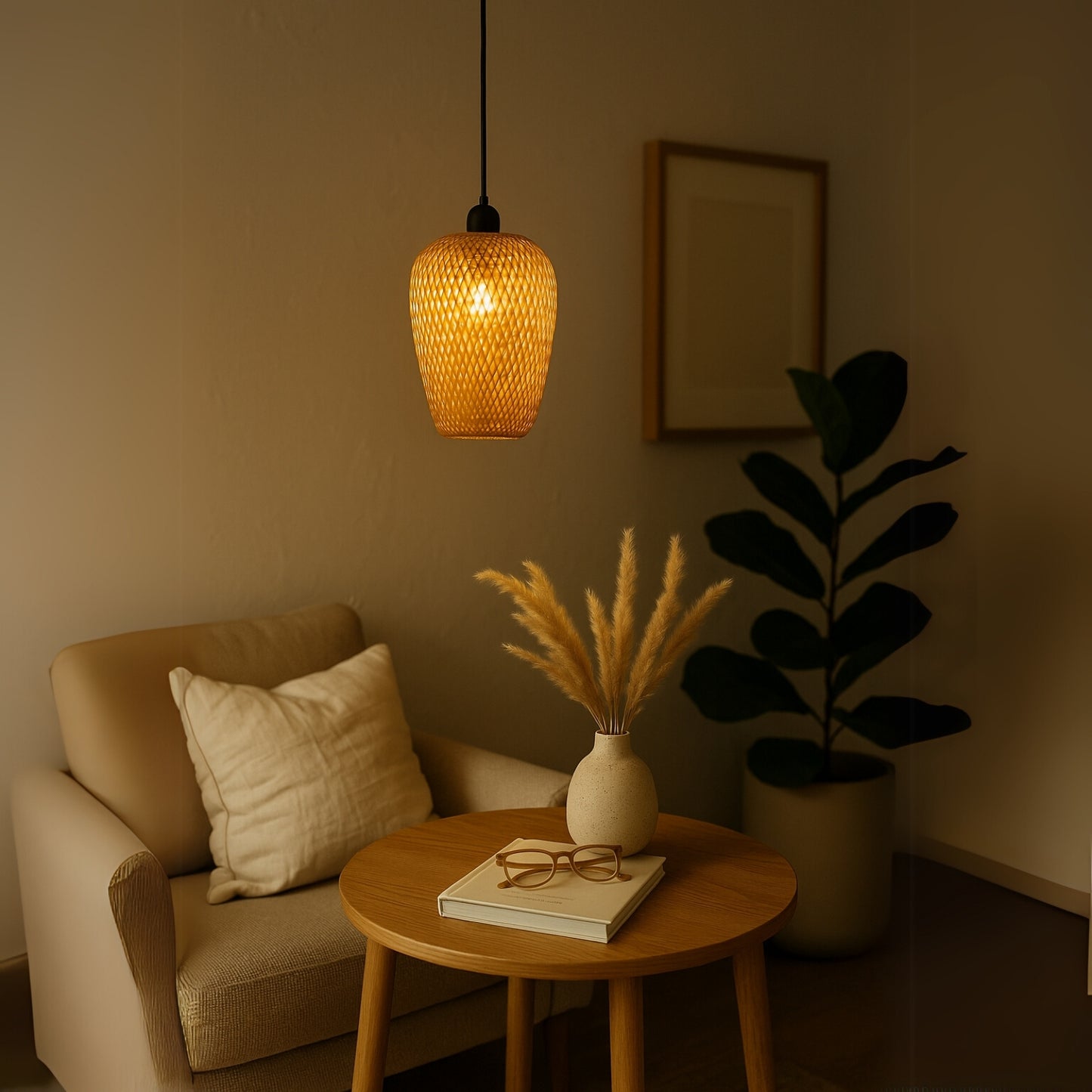 Eila Tapered Rattan Pendant