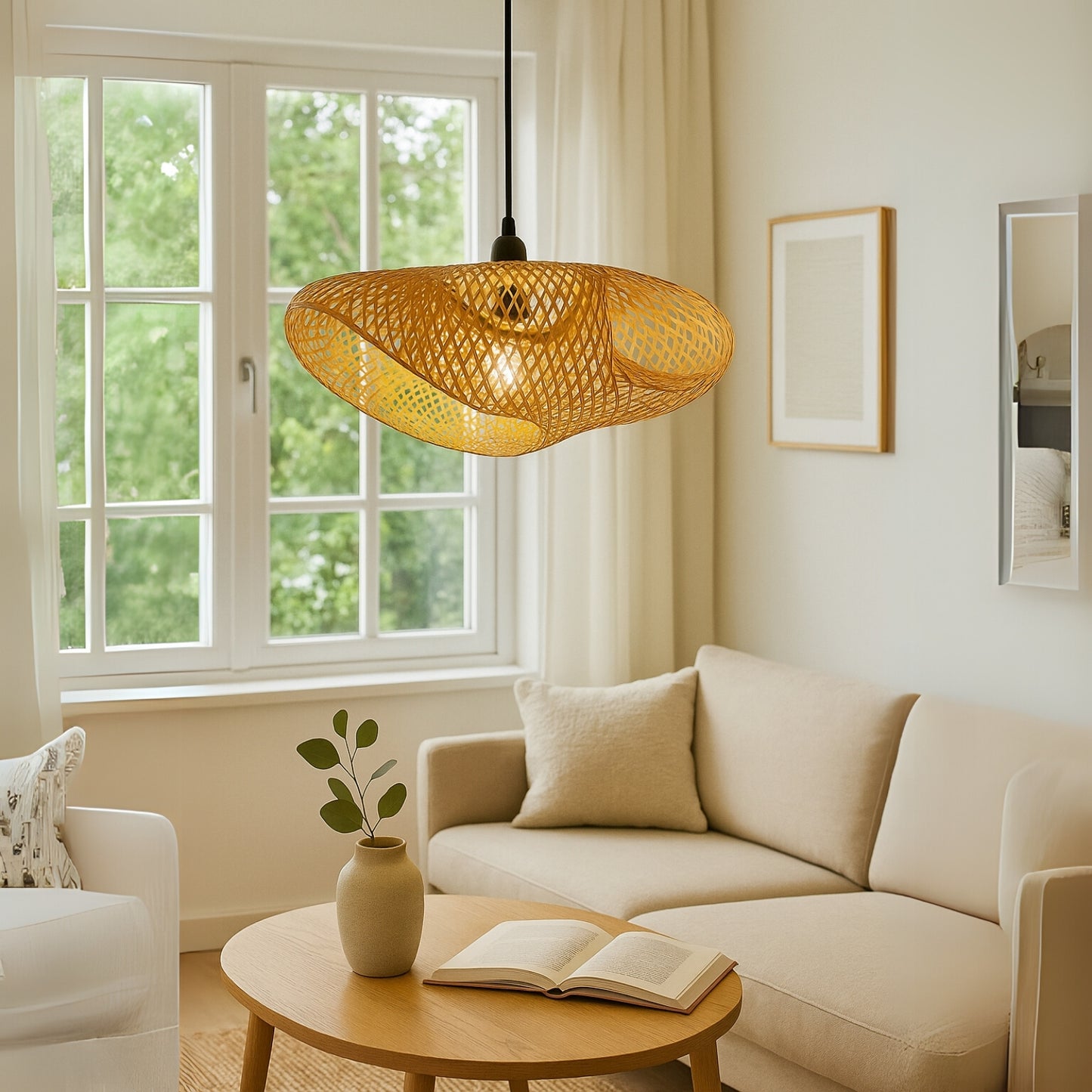 Aarna Sculpted Rattan Pendant