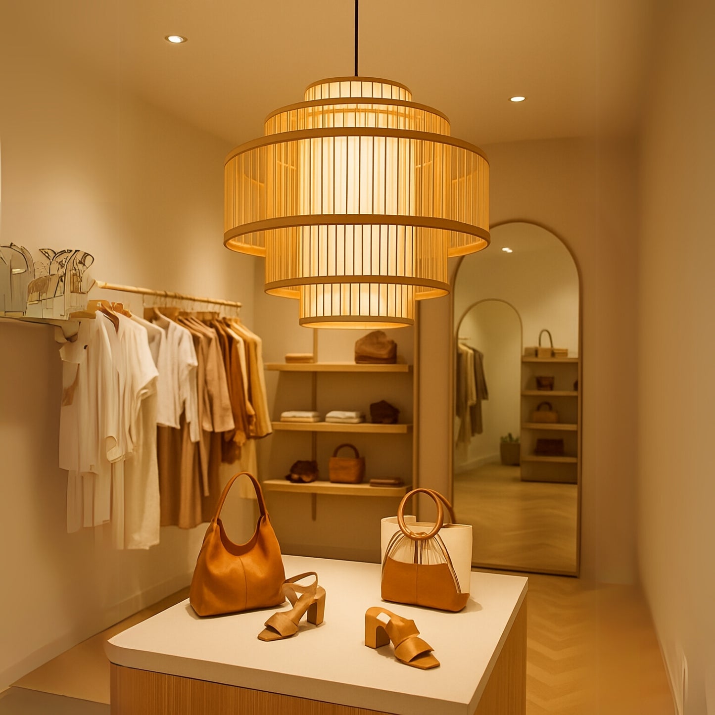 Hikari Tiered Rattan Pendant