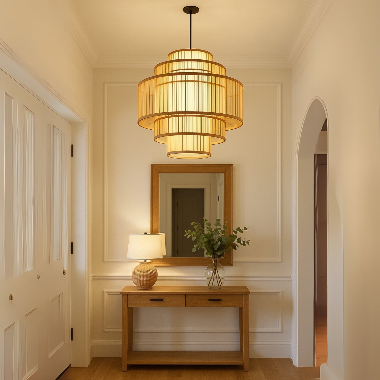 Hikari Tiered Rattan Pendant