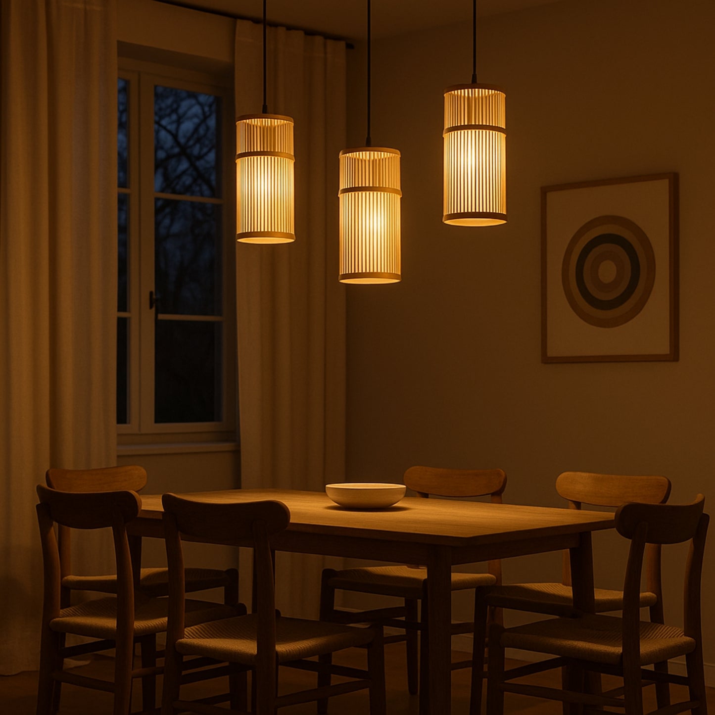 Natori Slim Rattan Pendant Light