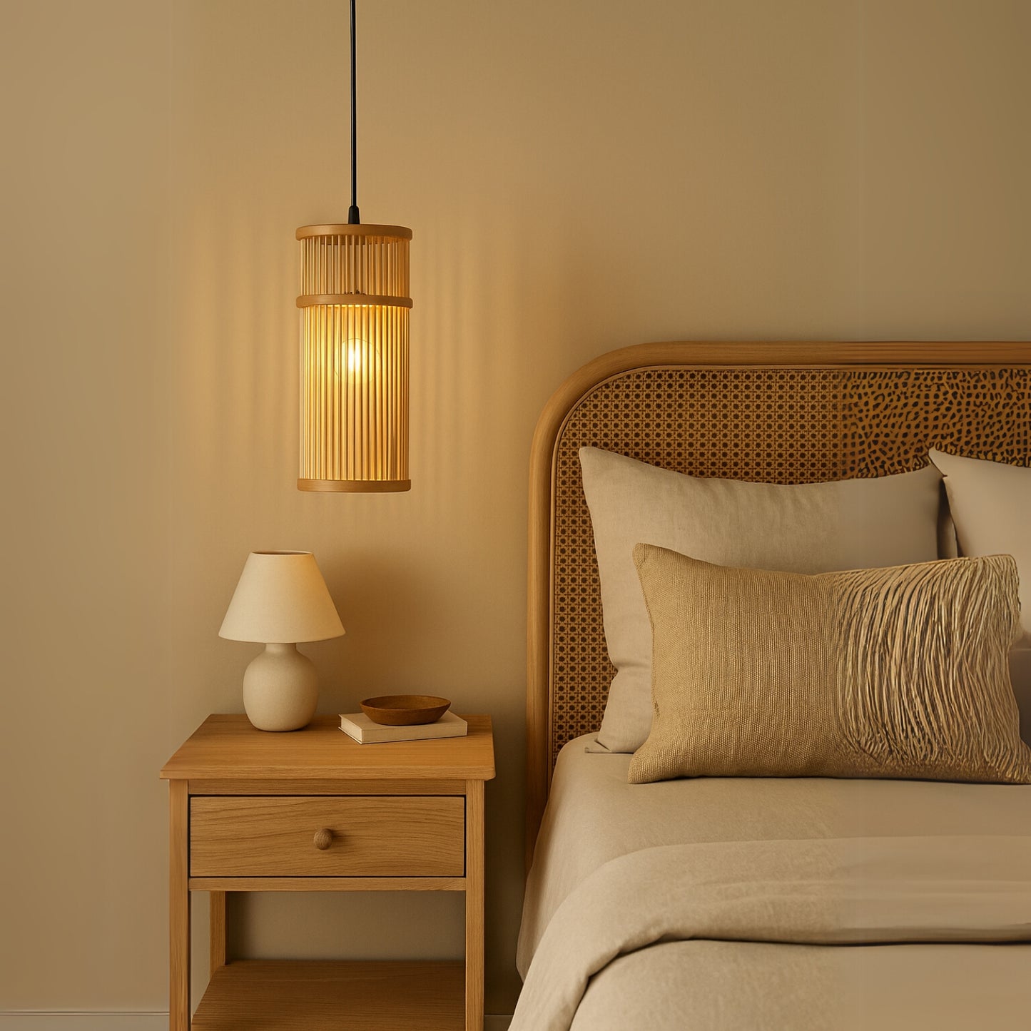 Natori Slim Rattan Pendant Light