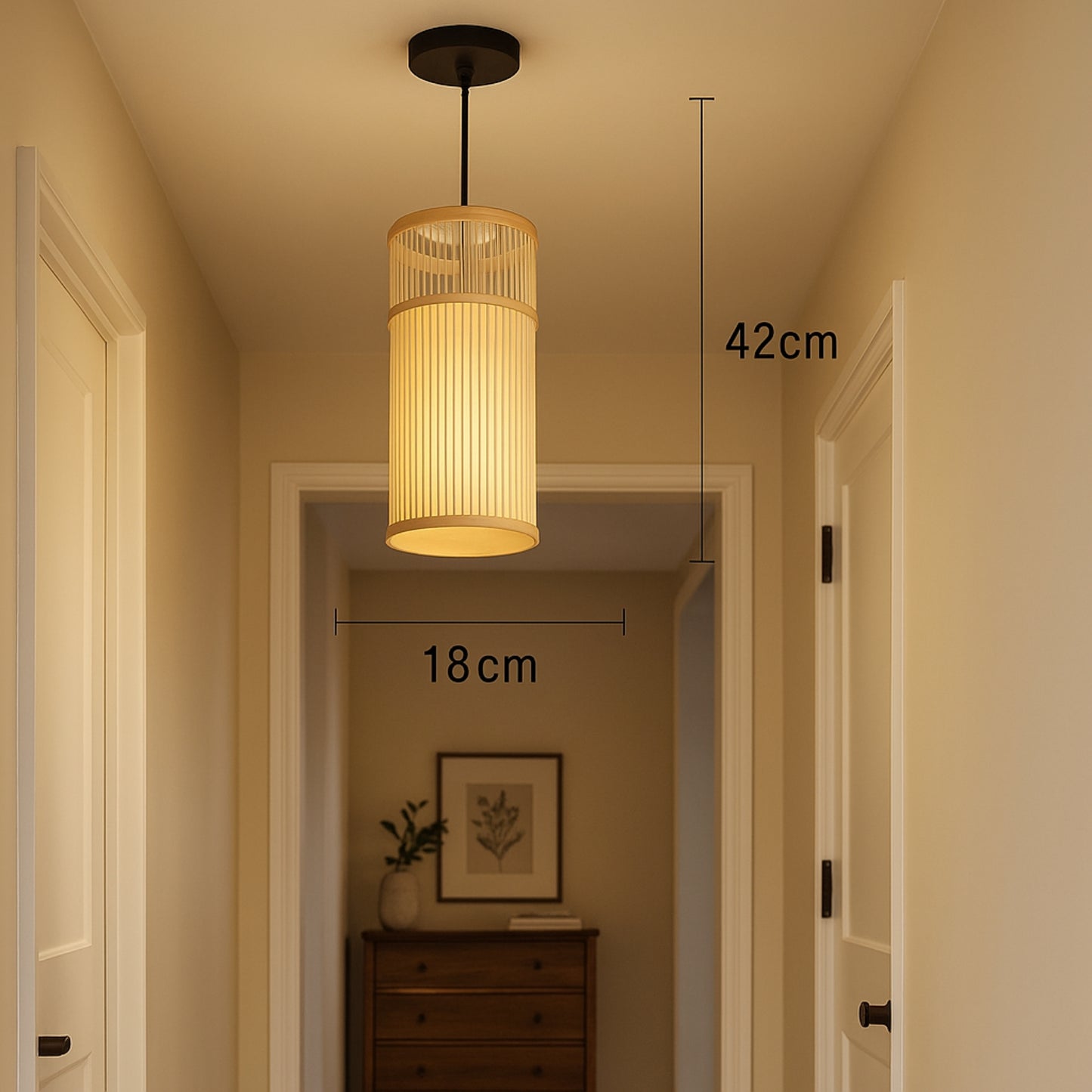 Natori Slim Rattan Pendant Light