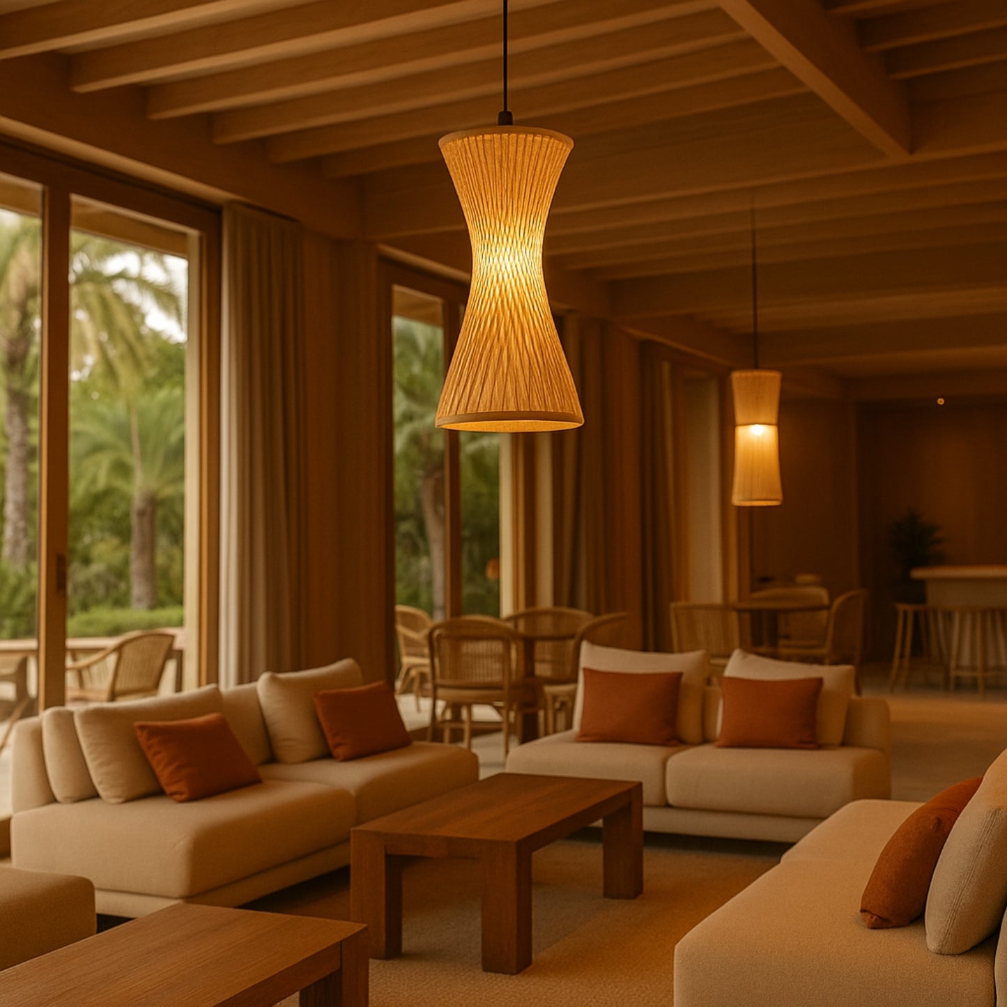 Kaida Twist Rattan Pendant Light