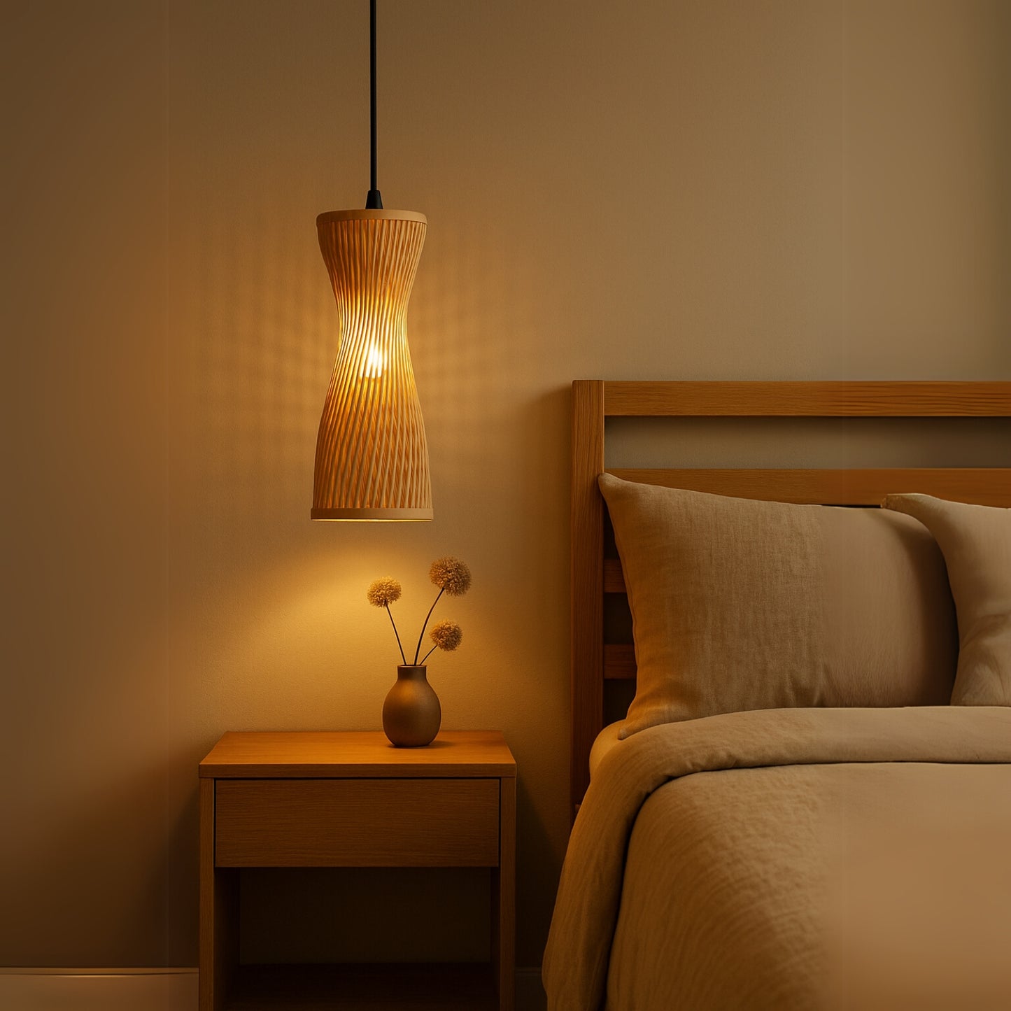 Kaida Twist Rattan Pendant Light