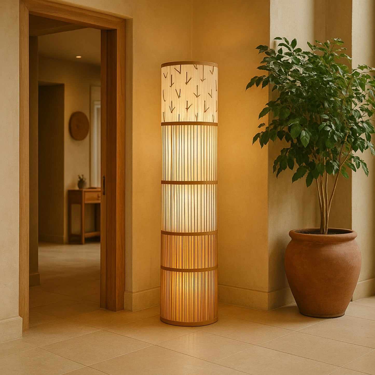 Takumi Column Rattan Floor Lamp