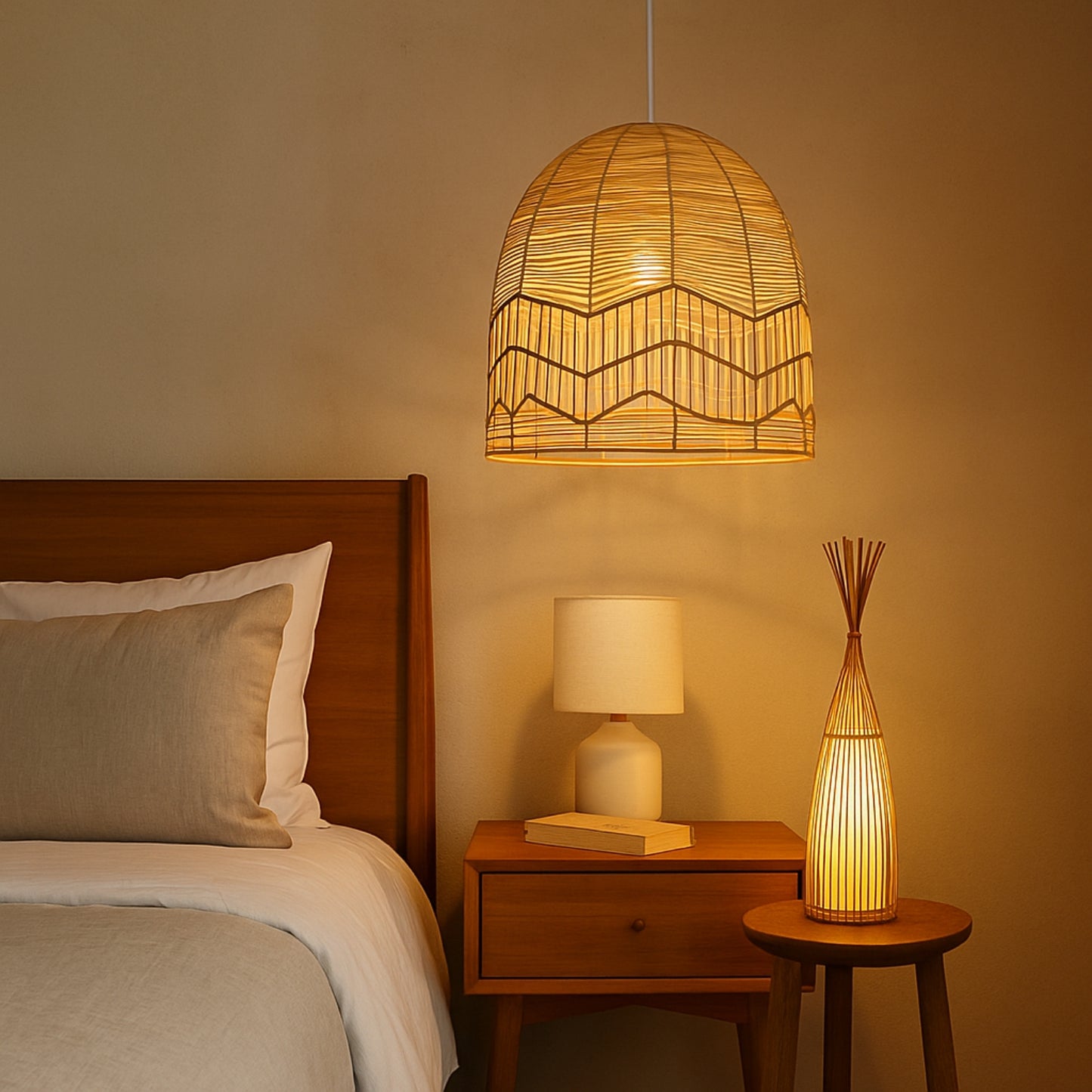 Varuna Dome Rattan Pendant Light