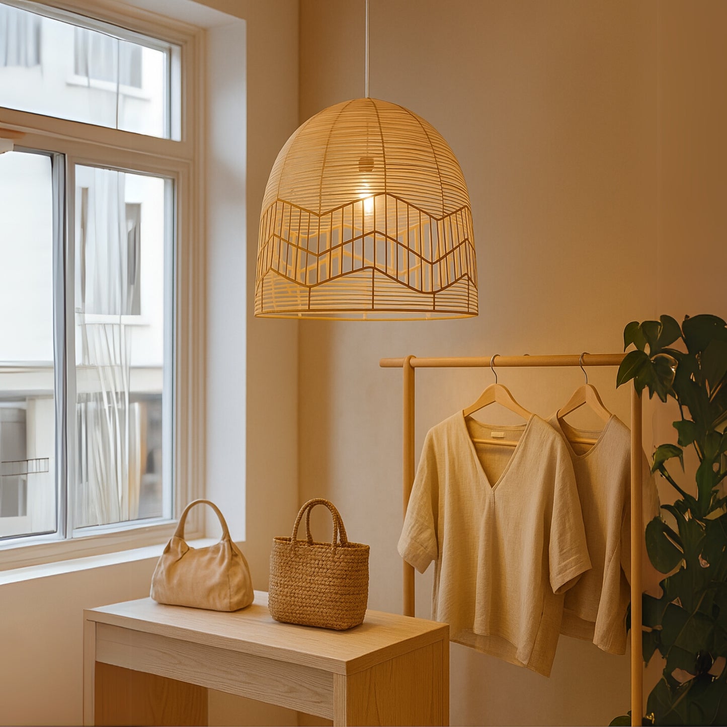 Varuna Dome Rattan Pendant Light