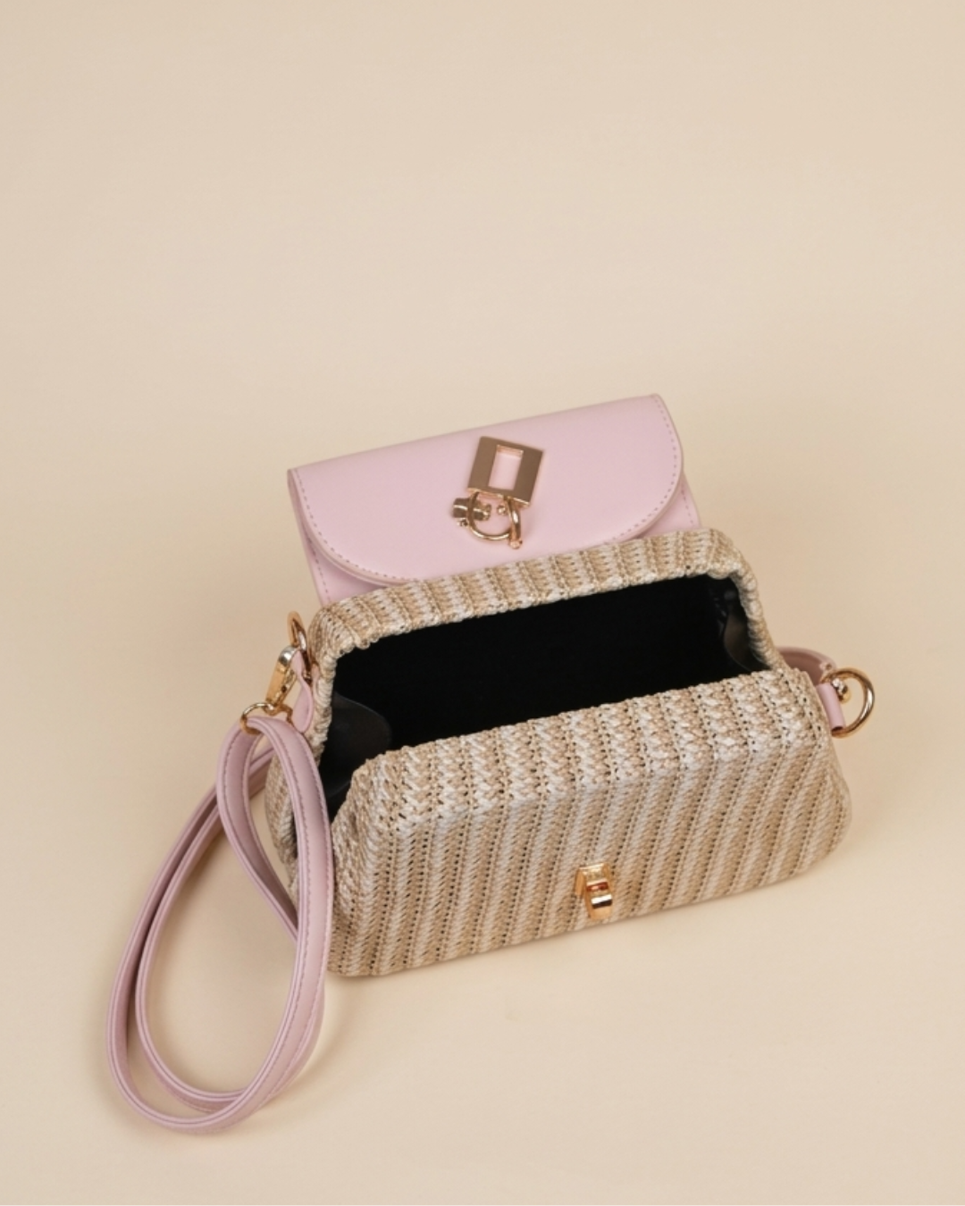 Blush Weave Mini Top Handle Bag