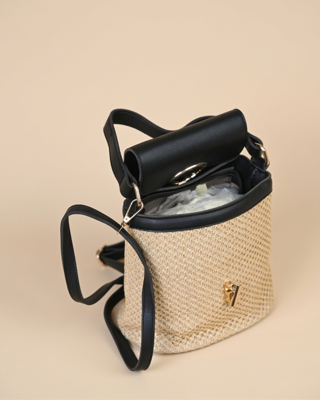 Noir Halo Weave Crossbody Bag