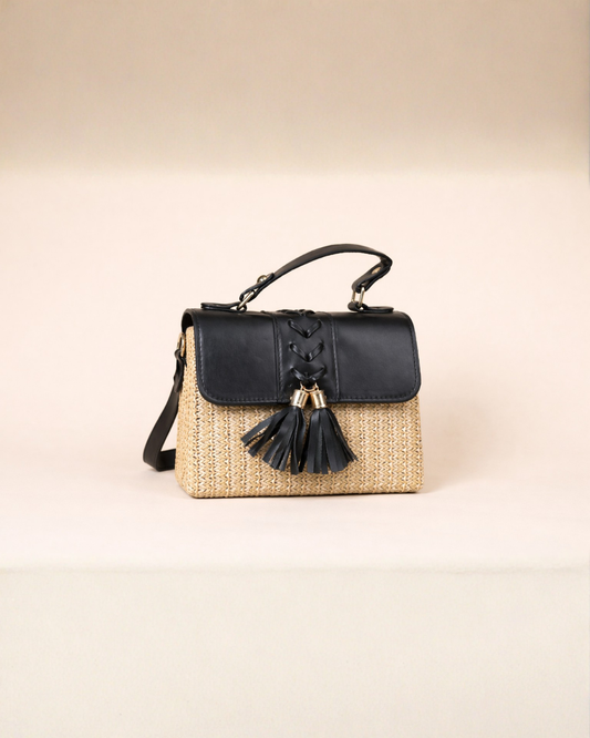 Noir Lace Weave Mini Satchel
