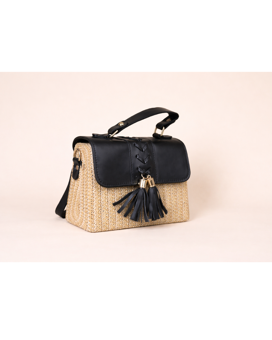 Noir Lace Weave Mini Satchel