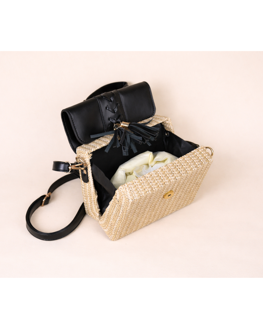 Noir Lace Weave Mini Satchel