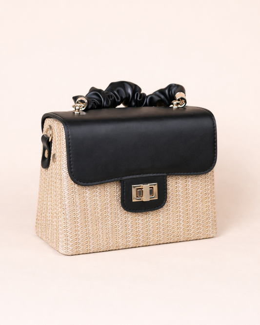 Noir Lock Weave Mini Satchel