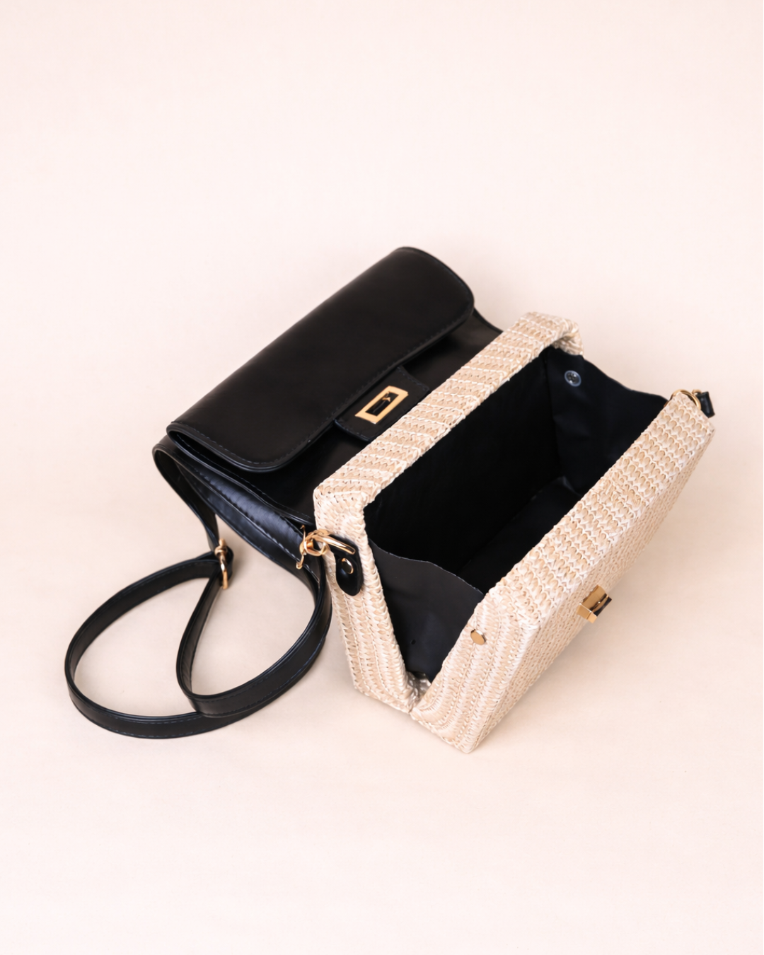 Noir Lock Weave Mini Satchel
