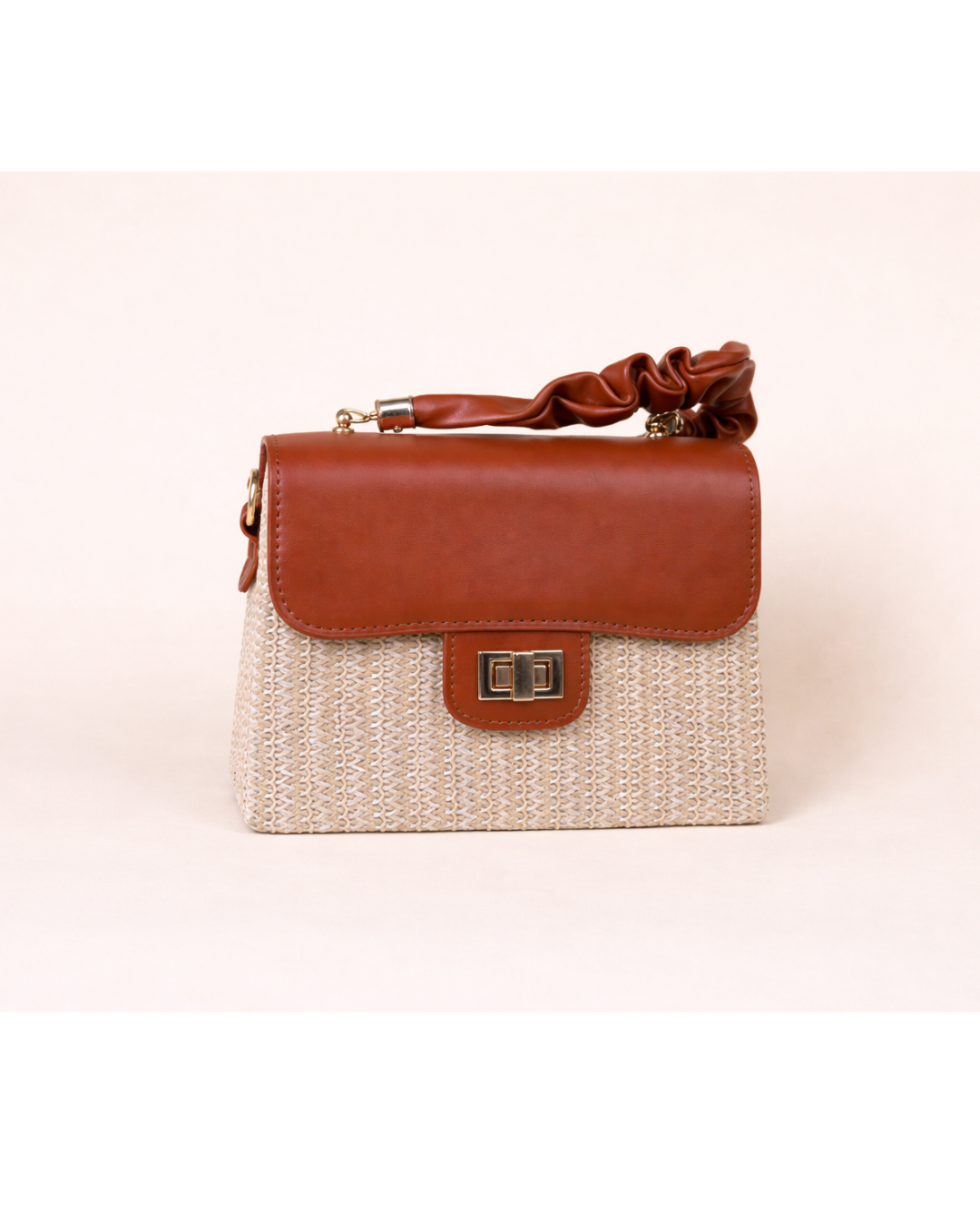 Solene Woven Top Handle Bag – Tan