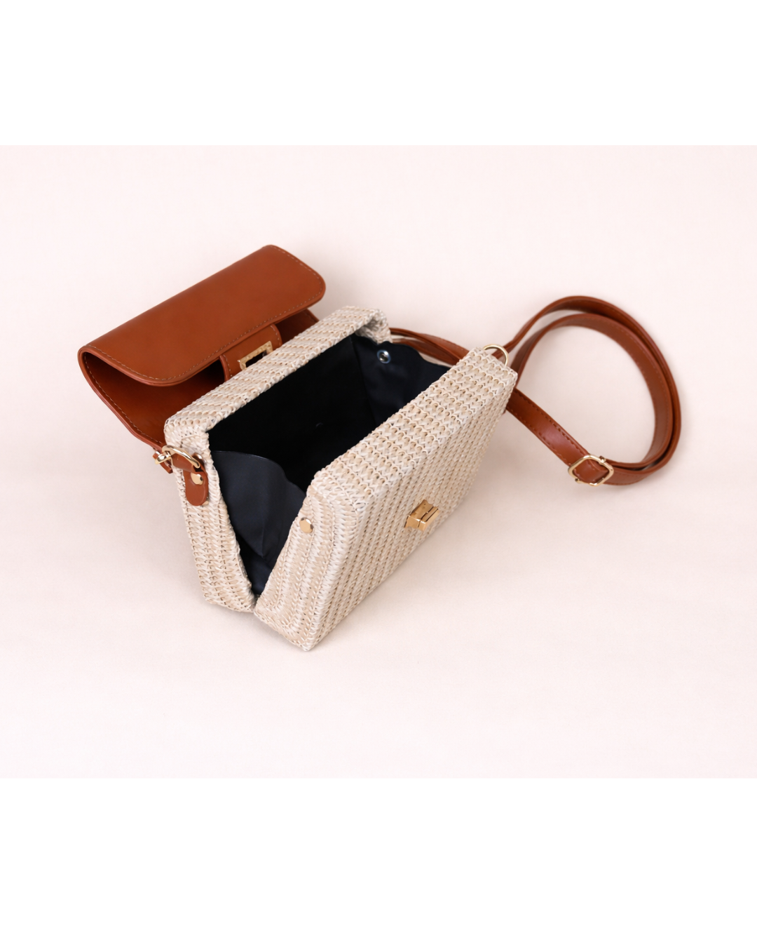 Solene Woven Top Handle Bag – Tan