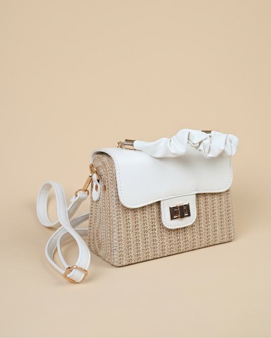 Elara Woven Top Handle Bag – Ivory