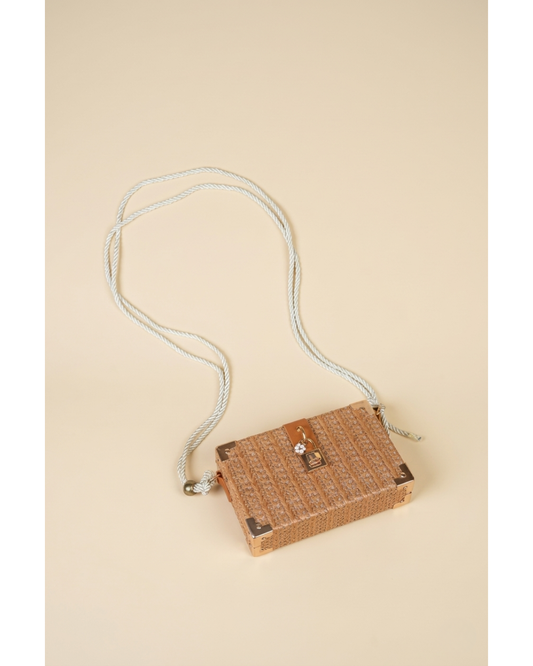 Aurelia Woven Trunk Bag – Blush Tan