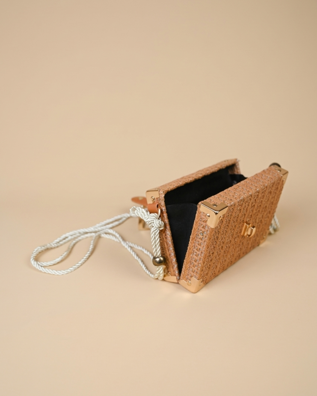 Aurelia Woven Trunk Bag – Blush Tan