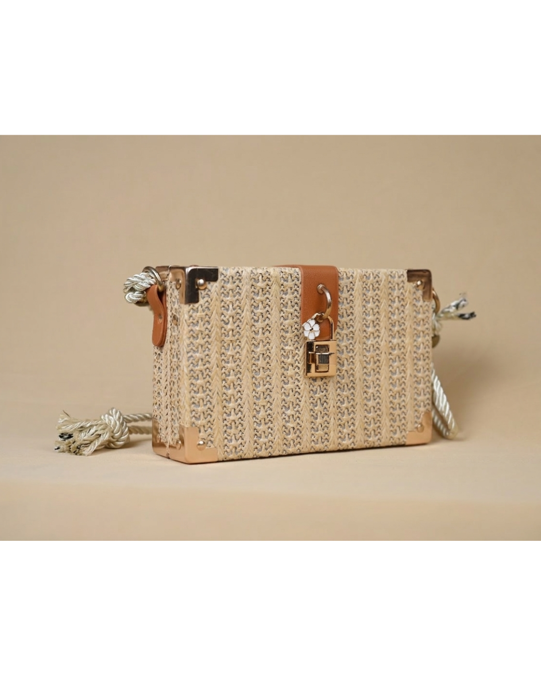 Solara Woven Trunk Bag – Natural Beige