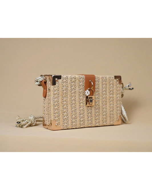 Solara Woven Trunk Bag – Natural Beige