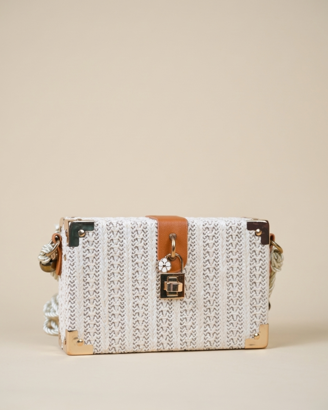 Celestia Woven Trunk Bag – Ivory
