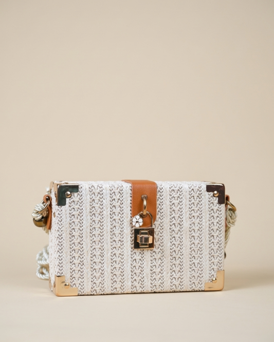 Celestia Woven Trunk Bag – Ivory