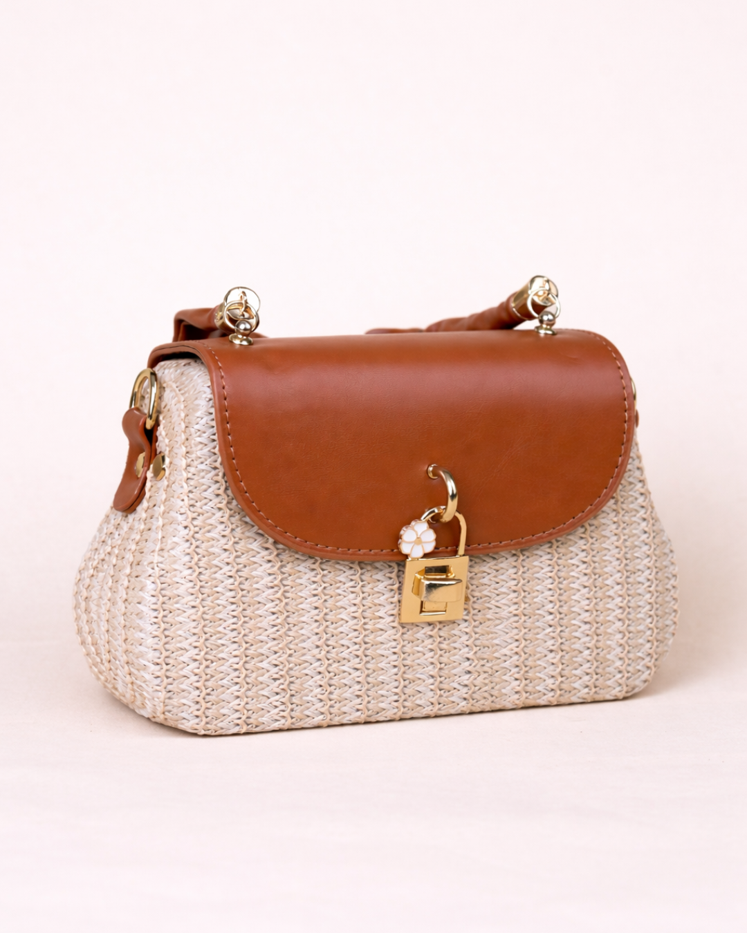 Liora Woven Top Handle Bag – Natural Tan