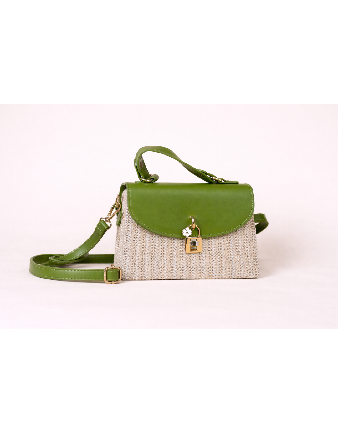 Verdelle Woven Top Handle Bag – Olive Green