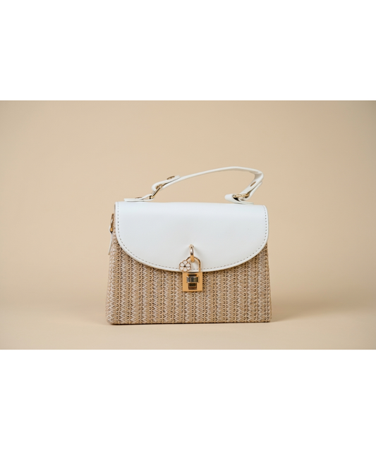 Évara Woven Top Handle Bag – Ivory