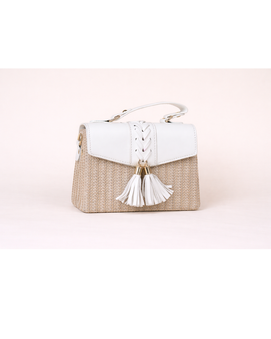 Elowen Woven Tassel Satchel – Ivory