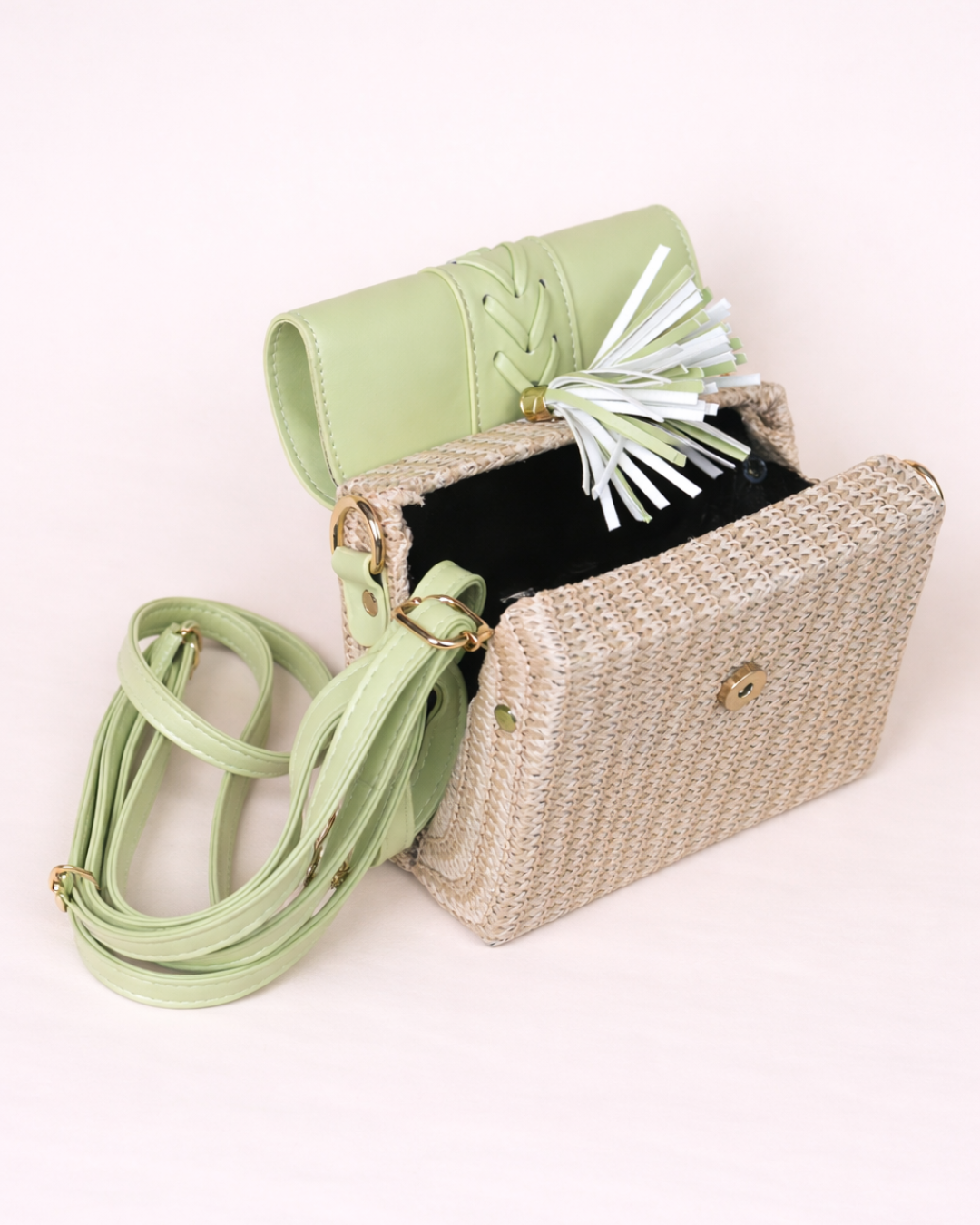 Mint Élan Woven Box Bag