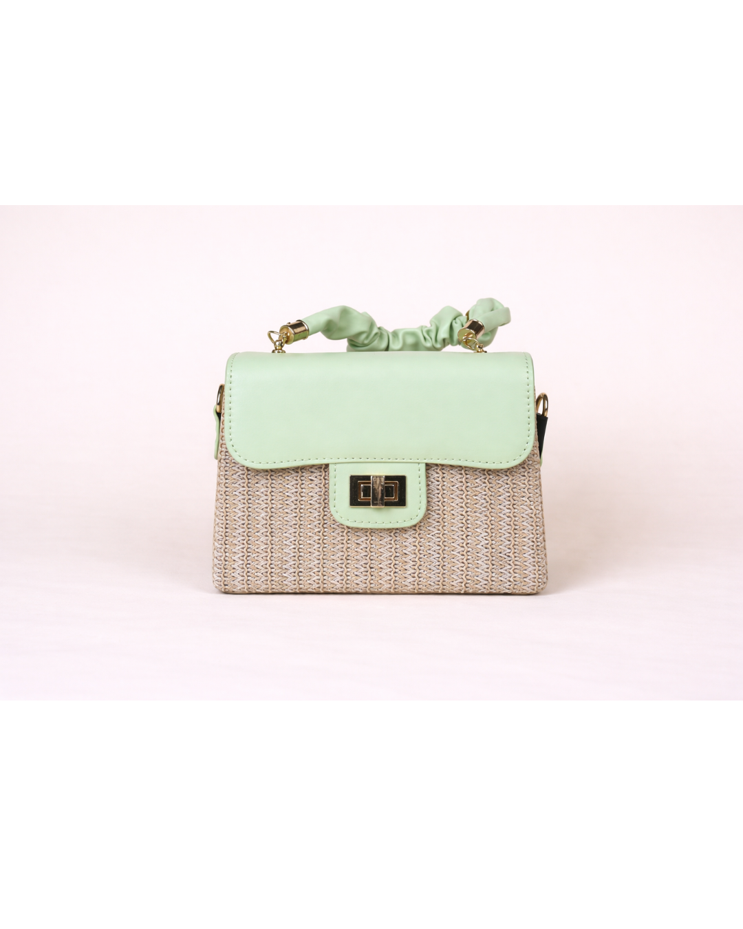 Mint Verve Woven Top Handle Bag