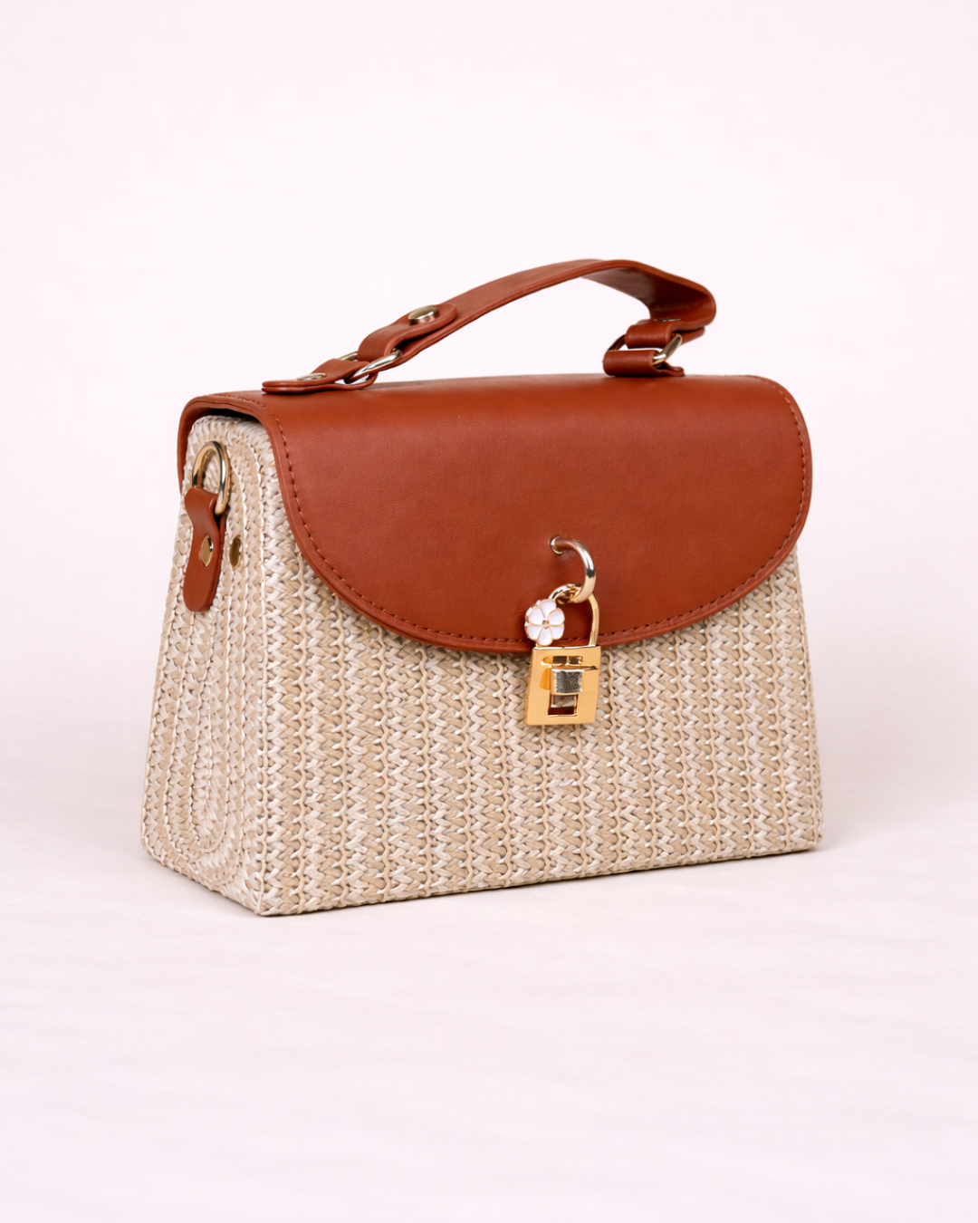 Céleste Tan Woven Top Handle Bag