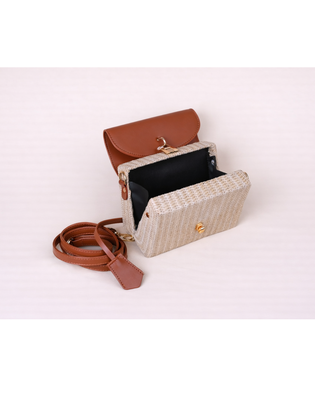 Céleste Tan Woven Top Handle Bag