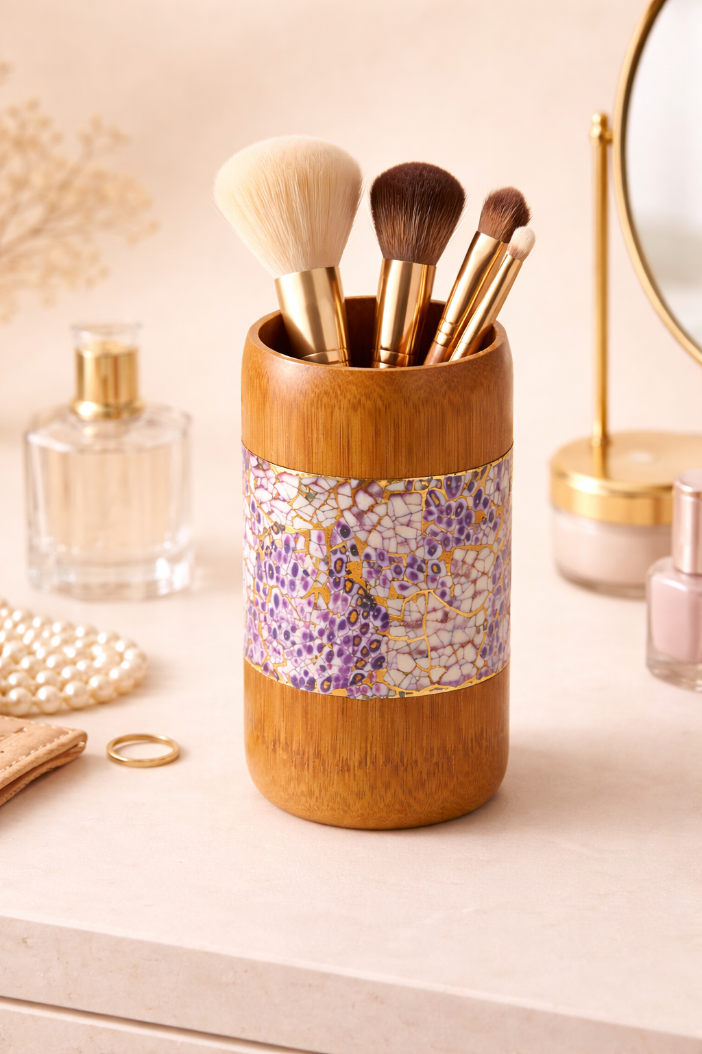 Aurelia Amethyst Kintsugi Bamboo Holder