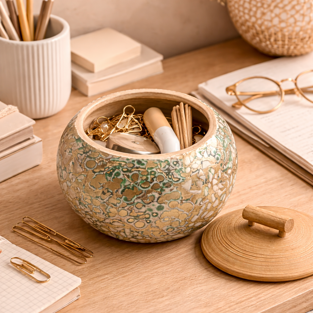 Verde Éclat Gilded Mosaic Keepsake Jar