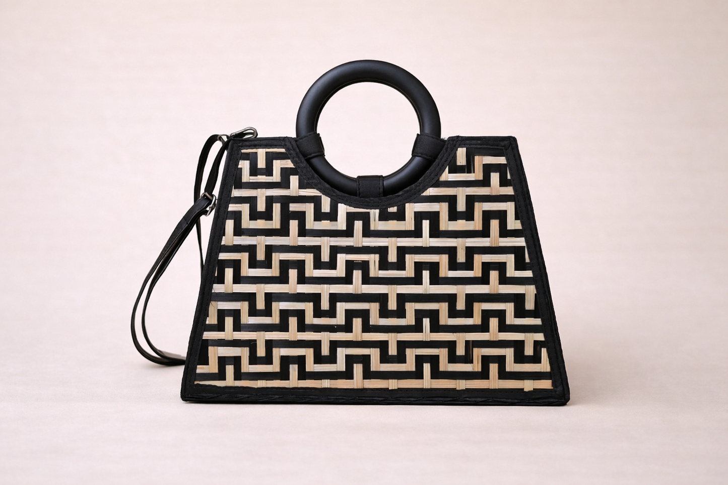 Noir Woven Top Handle Bag