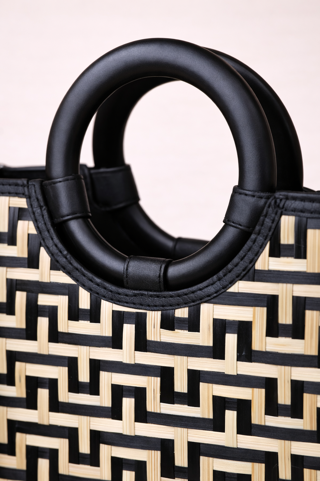 Noir Woven Top Handle Bag