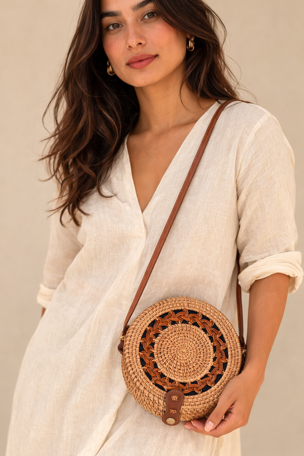Suryara Round Woven Crossbody Bag