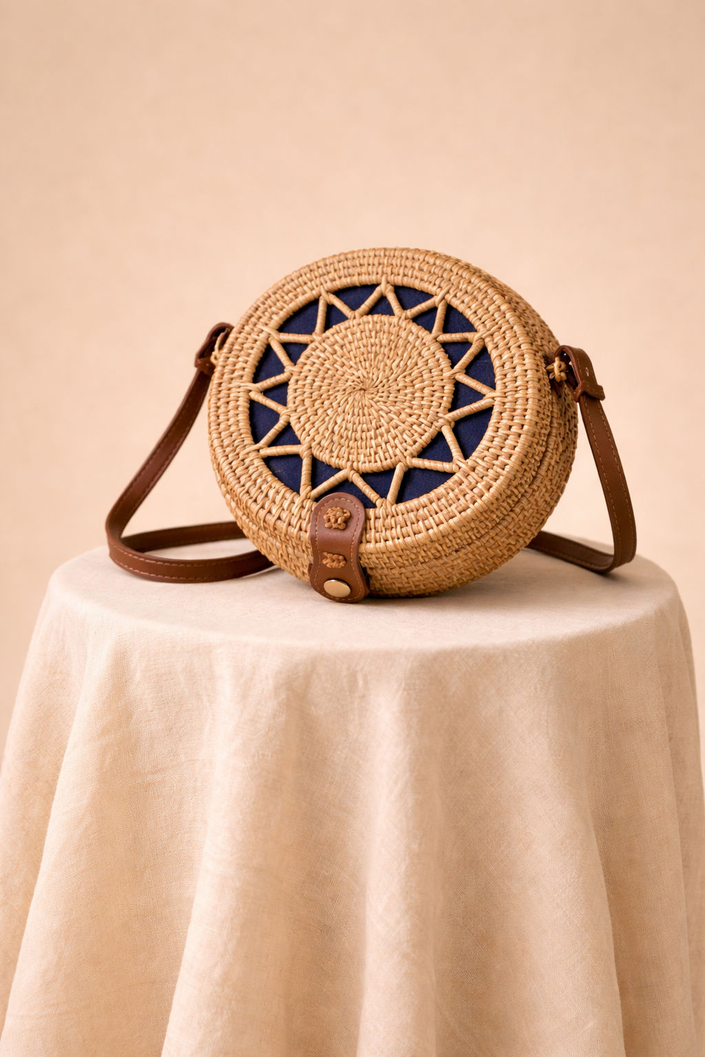 Surya Woven Round Crossbody Bag