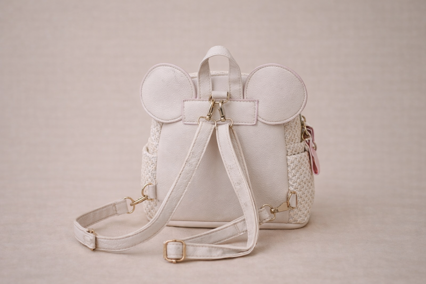 Teddy Charm Woven Mini Backpack