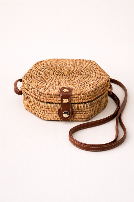 Solara Woven Crossbody Box Bag