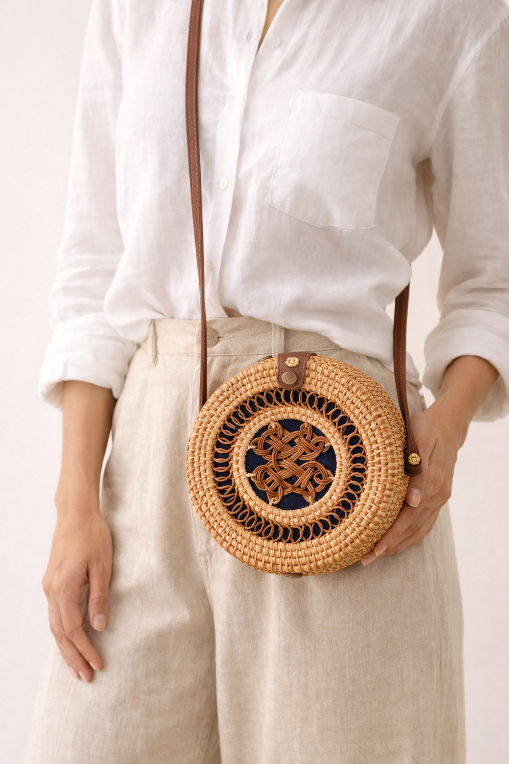 Paloma Round Woven Crossbody Bag