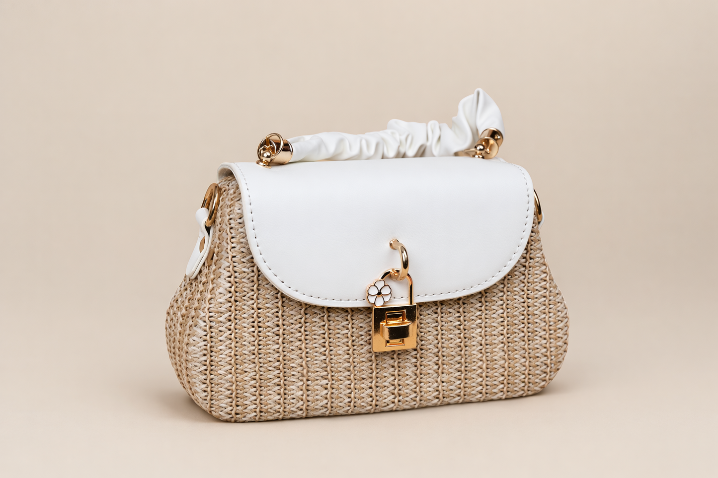 Ivory Weave Mini Top Handle Bag