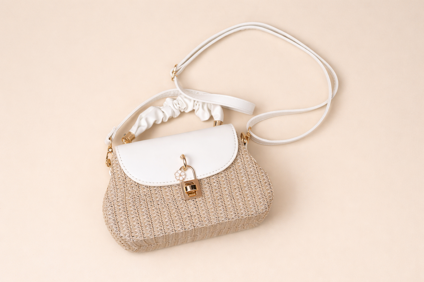 Ivory Weave Mini Top Handle Bag