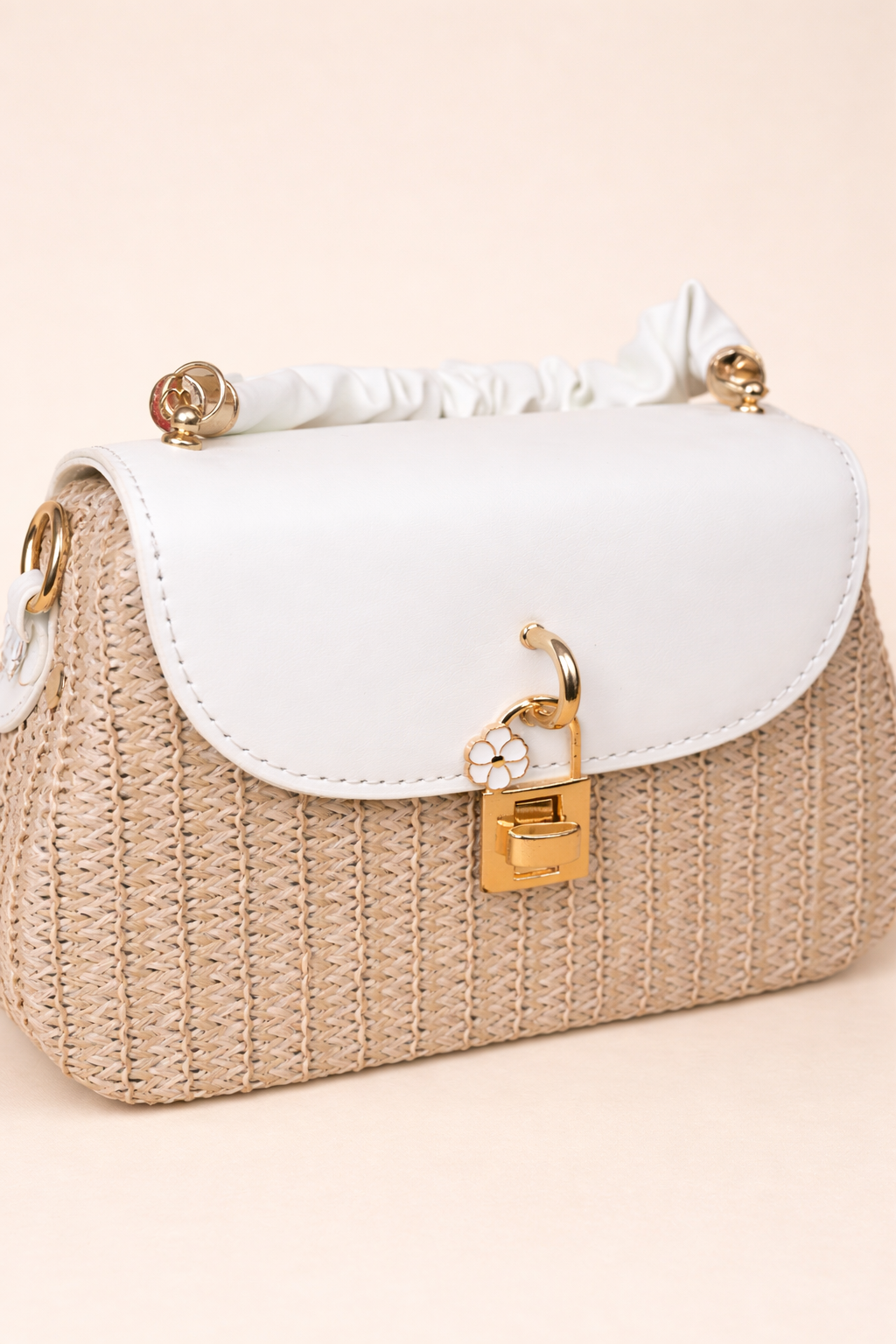 Ivory Weave Mini Top Handle Bag